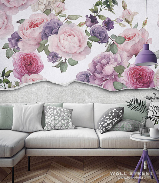 Фотообои в интерьере артикул Floreale 9, ЦВЕТОЧНЫЙ / FLOREALE, Wall street